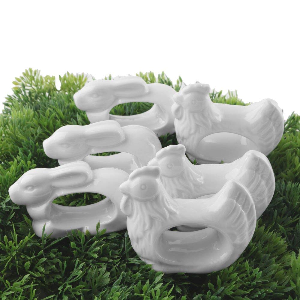 Holst Porzellan Lot de 6 Ronds de Serviette en Porcelaine Motif Pâques