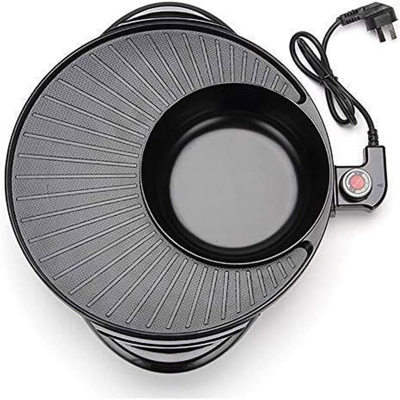 Hot Pot Barbecue Machine,Electric Grill with, Non-stick Coating Surface, with Glass Lid