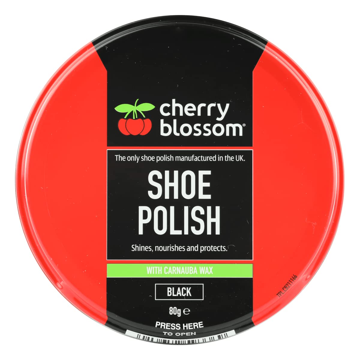 Cherry Blossom Shoe Polish | Black | 80g | Traditional British shoe polish adds shine to all leather shoes and boots