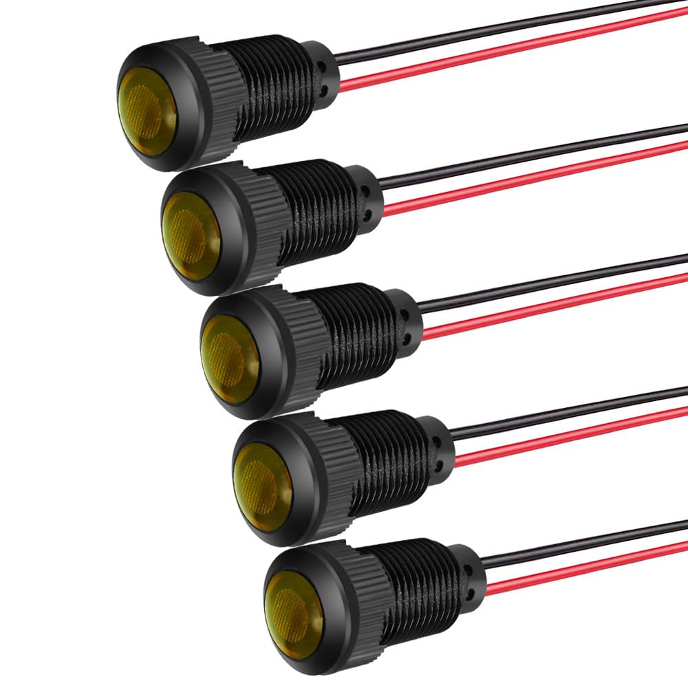 Gebildet 5pcs LED in plastica Indicatore luminoso 220V Dimensione foro di montaggio 12mm(Arancione)