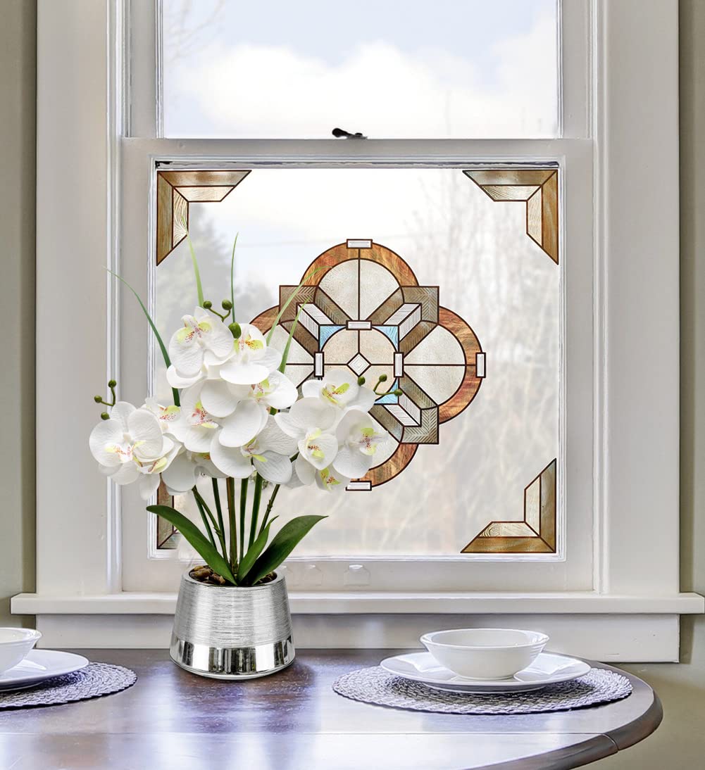 Oairse Flores artificiales de orquídea blanca de 40 cm en macetas de cerámica plateada, tacto real, seda Phalaenopsis con 14 flores, planta de orquídeas falsas para el hogar, cocina, baño, decoración
