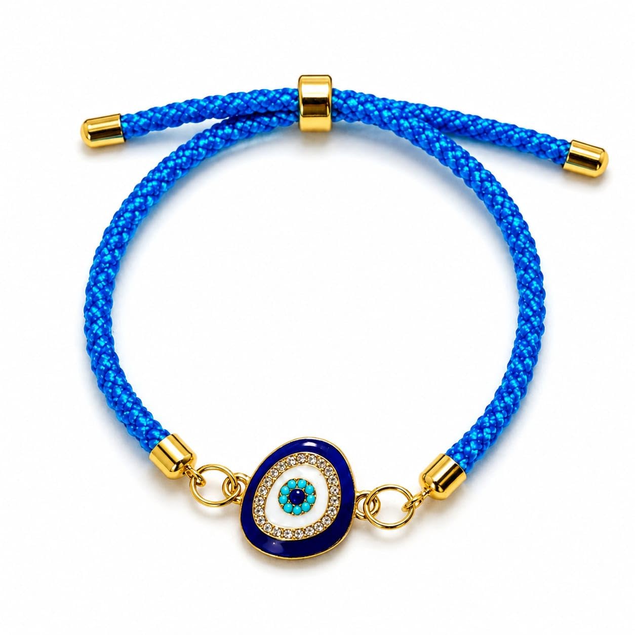 Handcrafted Bracelet Blue Evil Eye Charm Rakhi with Adjustable Thread & Gold Accents ​Evil Eye Protection Rakhi – Royal Blue Braided Thread Bracelet for Brothers-image-12