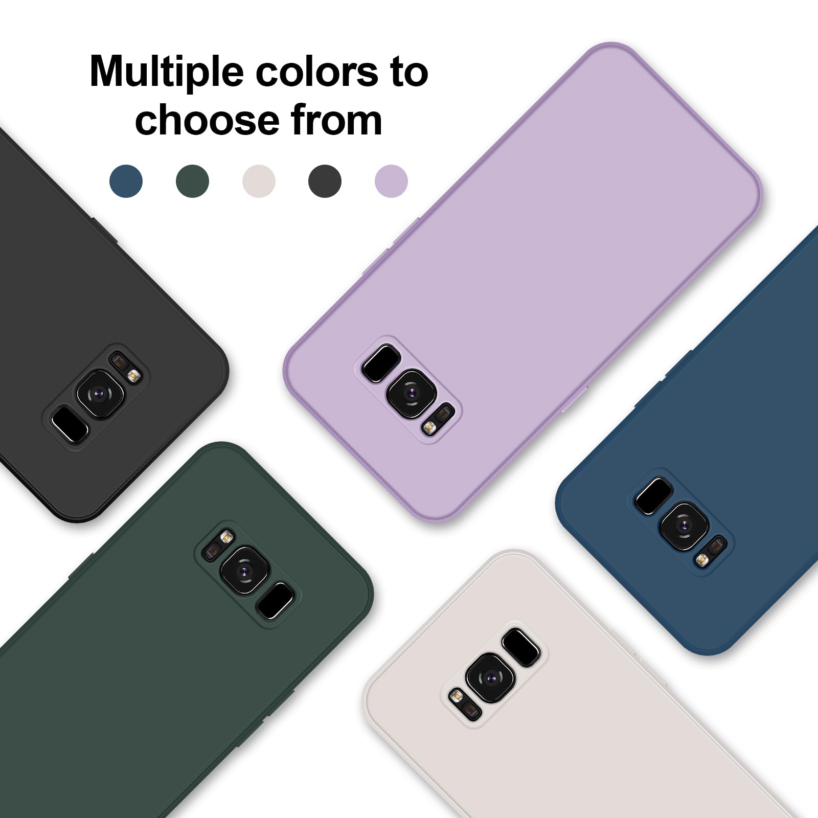 GiiYoon Case Compatible with Samsung Galaxy S8, Silky-Soft Touch Full-Body Protective Phone Silicone Case, Shockproof Cover with Microfiber Lining, Blue — view 8