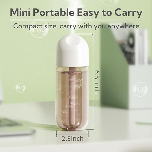 Miniatura 7 de Mini humidificador USB con 3 modos de pulverización, tecnología ultrasónica, funcionamiento súper silencioso, doble protección de seguridad