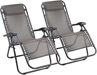 Gardeon Zero Gravity Chair 2PC Reclining Outdoor Sun Lounge Folding Camping
