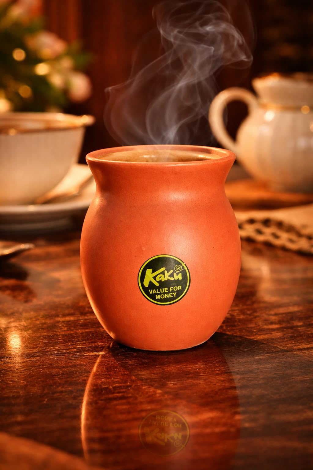 Buy Kullhad Pizza Clay Cup Set, Terracotta, 4 Kulhad Cups with 1