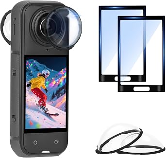 Insta 360 X5 Premium Lens Guard + 2 Pack Screen Protector Accessories Bundle, 10H Transparency Tempered Glass Film Lens Cover for Insta360 X5 Protective Kit Anti-scratch Camera[Bubble Free]