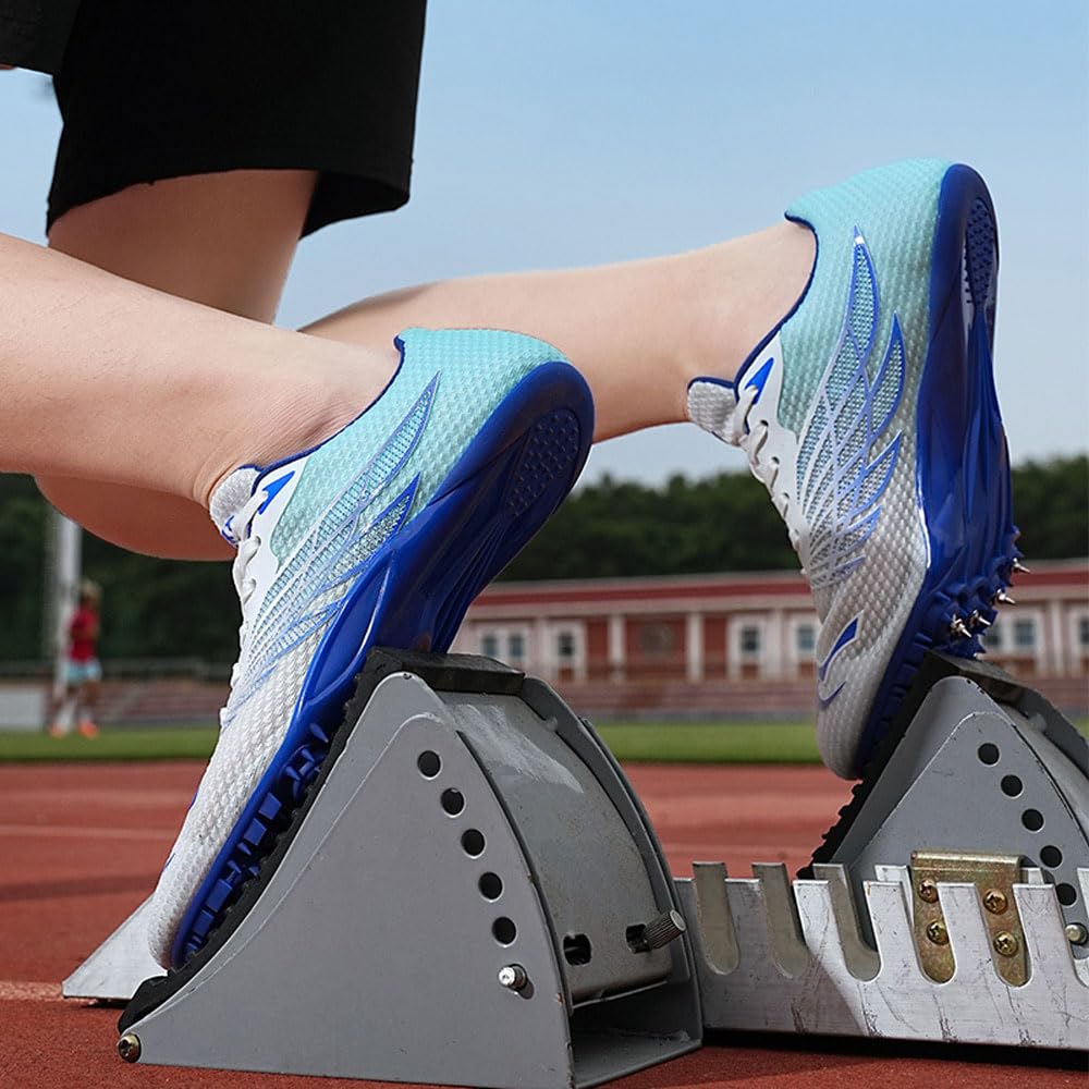 Picos Zapatos para Pista y Campo 8 Clavos Zapatillas Deportivas Correr Respirable Profesionales Adulto Niños 35-45 EU