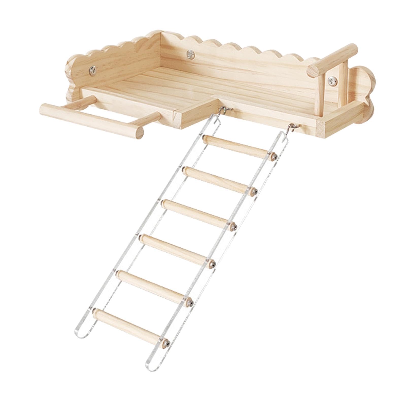 Baoblaze Vogelsitzplattform mit Leiter, Vogelkletterleiter aus Holz, Vogelkäfigständer, Spielzeug, Papageienständer für Wellensittiche, Sittiche,