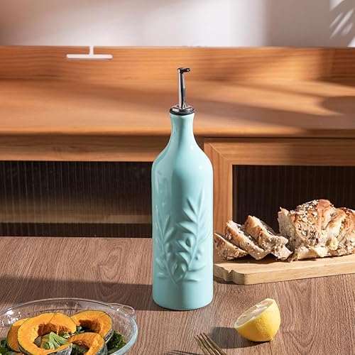 Miniatura 4 de Sweejar Botella dispensadora grande de aceite de oliva de cerámica, 24 onzas líquidas de aceite opaco que protege el aceite para reducir la