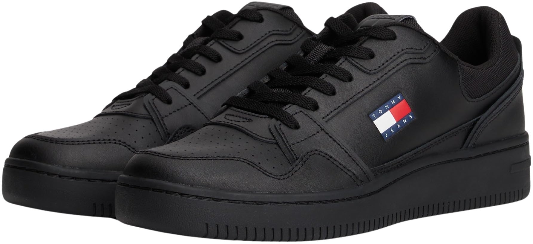 Tommy Jeans Uomo Sneakers con Suola Preformata Tjm Retro Basket Profilo Basso, Nero (Black), 46