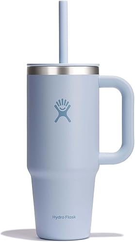 Miniatura 25 de Hydro Flask - Vaso de viaje con asa, tapa y pajilla, acero inoxidable térmico, 32 onzas, color azul