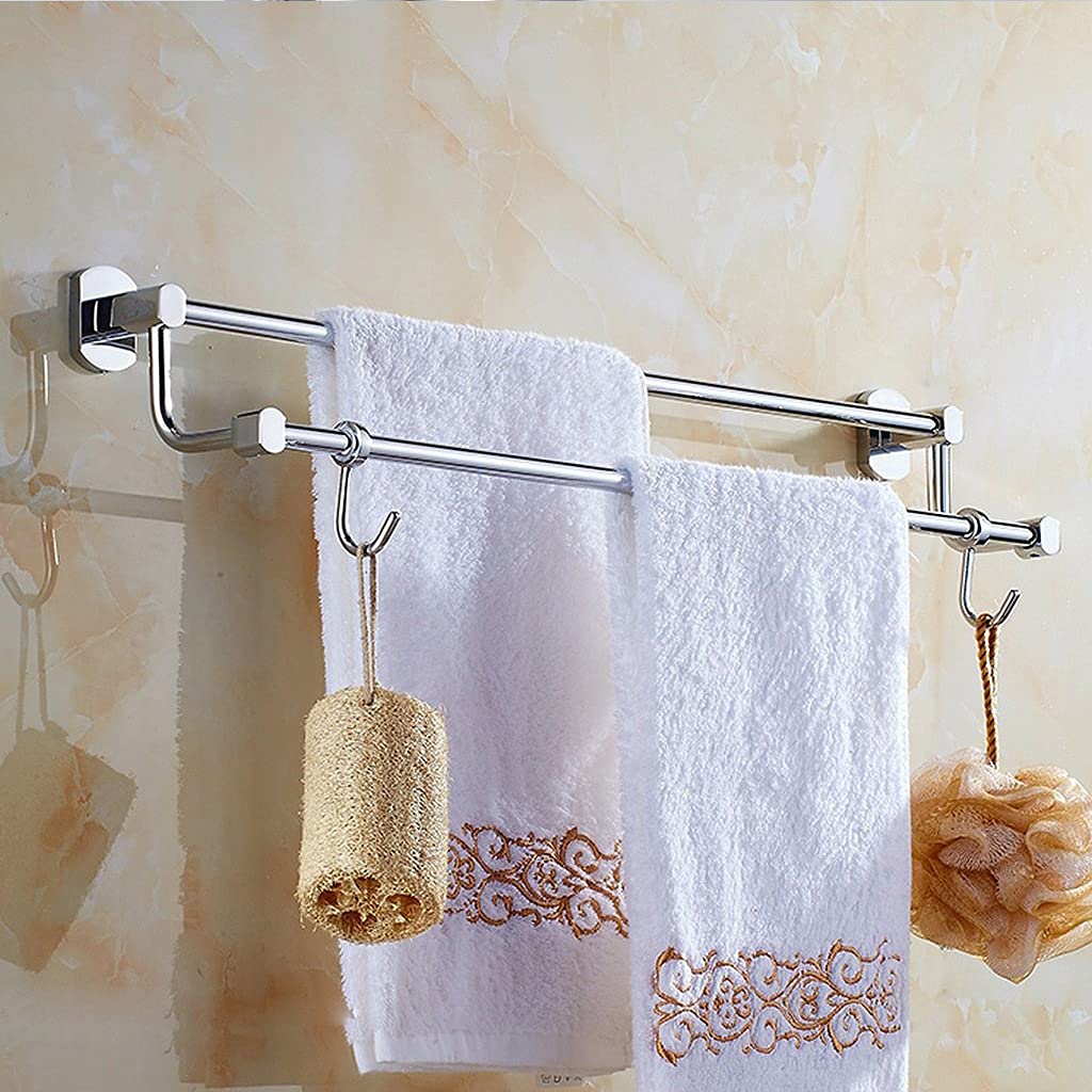 Porte-serviettes étagère murale en laiton chromé poli avec double rail de bain