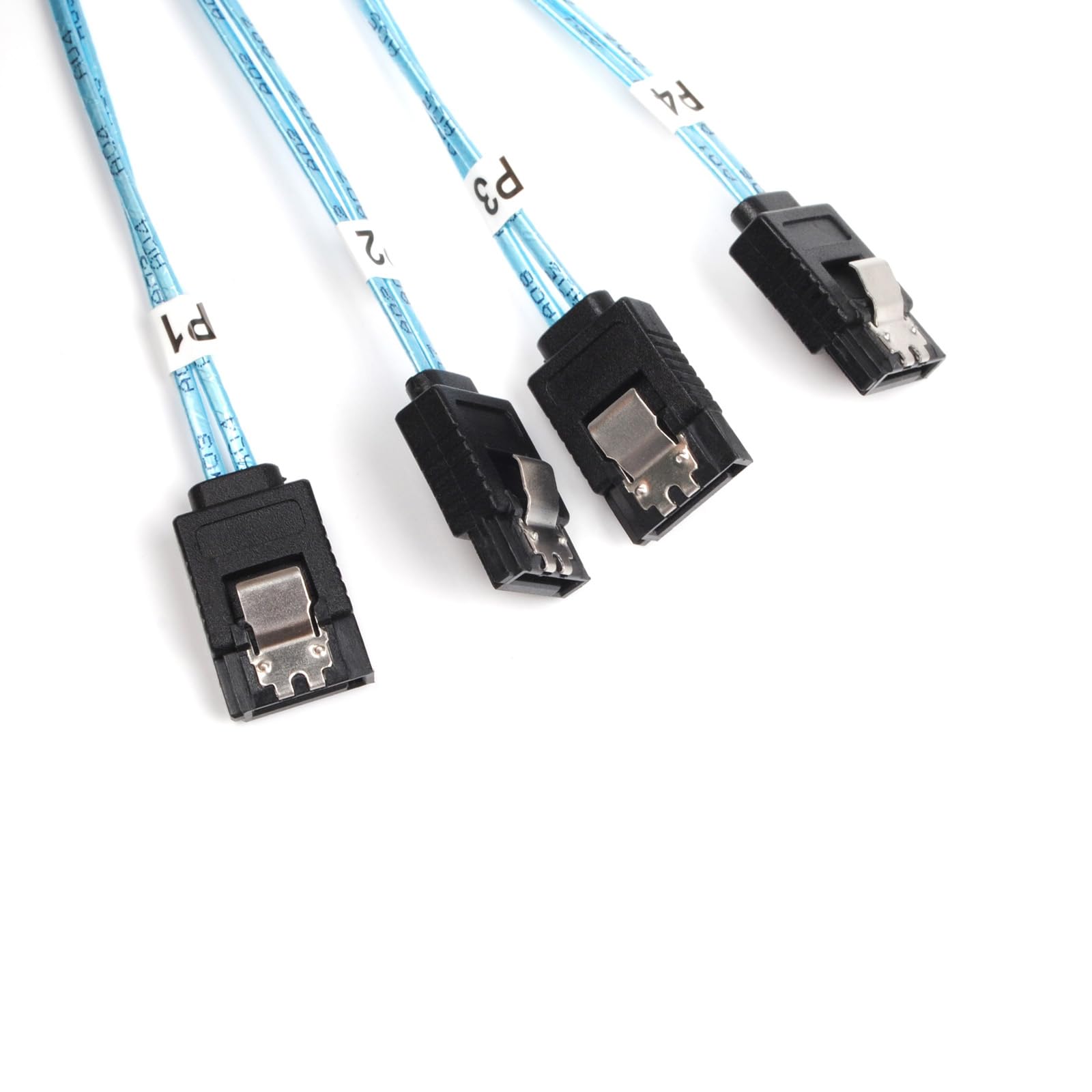 Lot de 2 câbles mini SAS 26P SFF 8088 mâle vers 4 SATA 4 broches femelles 1 m avec loquet, mini SAS hôte/contrôleur vers 4 cibles/fond de plan SATA