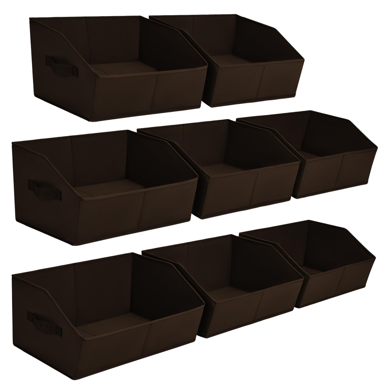 Homsorout Clothes Organizers and Storage - Fabric Cube Bins with Handles, Storage Baskets for Shelves, Trapezoid Collapsible Boxes for Home, Dorm, Office, 10 Pack, Brown