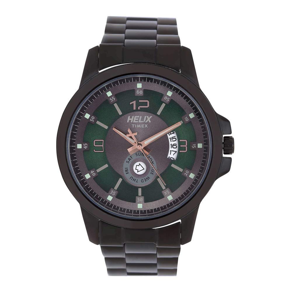 Helix by Timex Black Round Analog Watches for Men | Quartz Movement Stainless Steel Bracelet Men Watches | Upto 30 m Water Resistance with Foldover Clasp Closure | Gift for Men TW023HG21 (B07QQ18SPB) Amazon Price History, Amazon Price Tracker