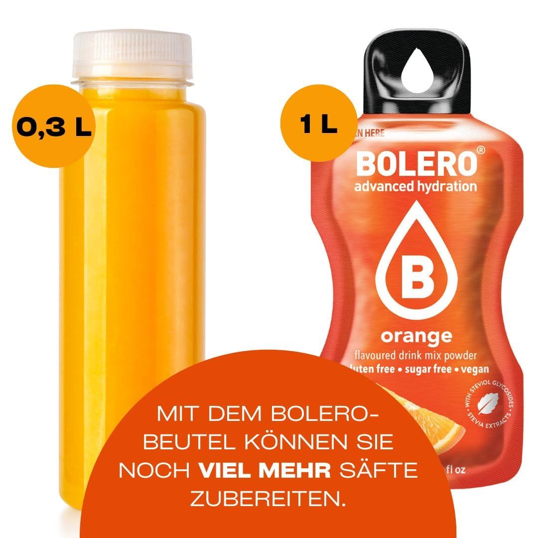 6 x Bolero Drinks Mango – je 24 x 9 g Getränkepulver ohne Zucker – Mit Stevia gesüßt & Vitamin C – Glutenfrei, Vegan,+ Italy Shop Service Kostenloser Schlüsselanhänger