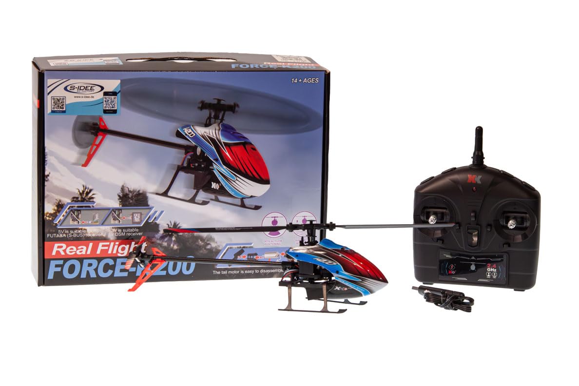 s-idee® WL K200 RC elicottero Rosso Blu 2,4 GHz Giroscopio 6-Axis Elicottero radiocomandato (RC)