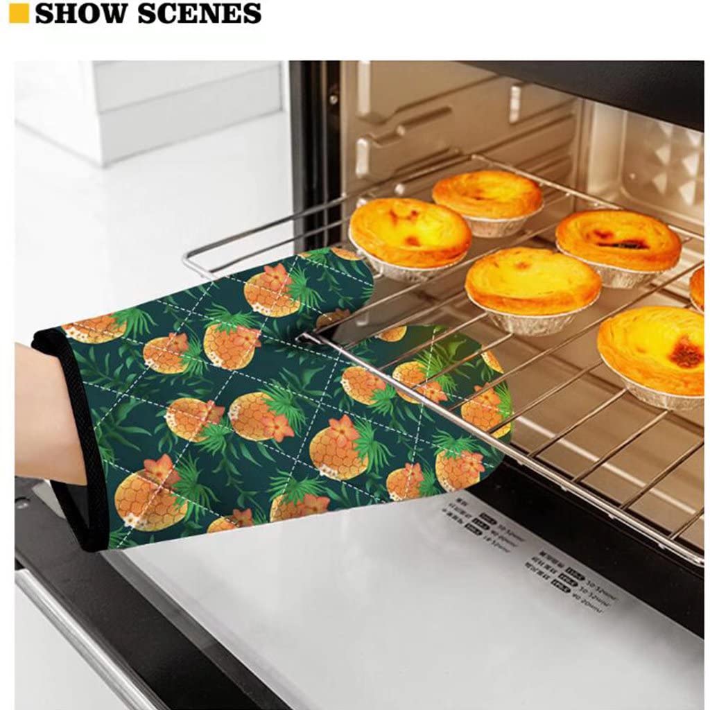 Rękawice kuchenne z podkładką, bawełniane, śliczne drukowane rękawiczki kuchenne, odporne na ciepło antypoślizgowe rękawice kuchenne do kuchni, gotowania, grillowania (kolor: 5)