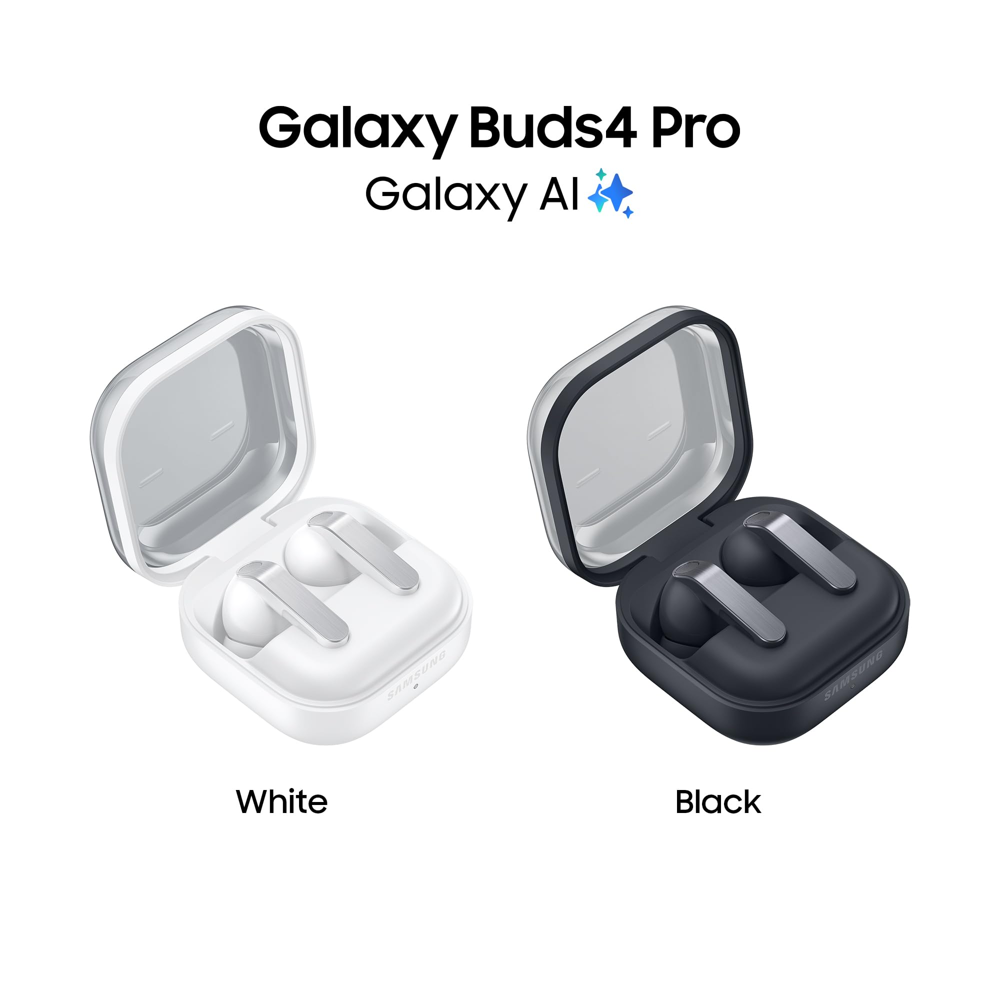Samsung Galaxy Buds4 Pro Black, Altoparlante a 2 Vie, Doppio Amplificatore, Chiamate Cristalline, Audio 360°, ANC Migliorata, Controllo Adattivo Rumore, Galaxy AI con Comandi Vocali