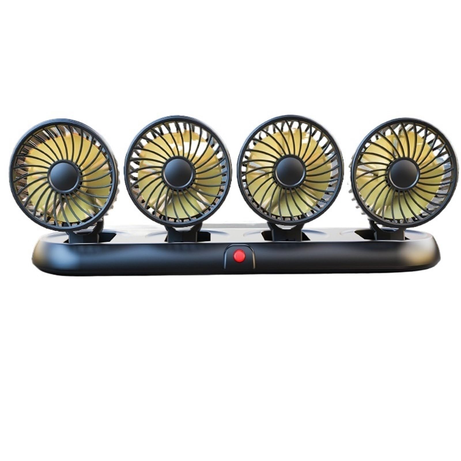 Ventilatore Elettrico Automobilistico Regolabile A 360° Auto USB 5V/12V/24V | Ventola USB 5V//12V/24V Ventola silenziosa per auto a 3 velocità per casa, scrivania, ufficio e auto(Yellow 4-head 12V)