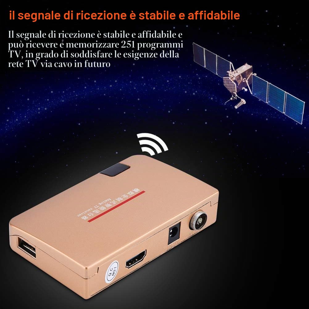 Akozon Convertitore RF a HDMI - Ricevitore TV Analogico con Telecomando per Proiettori e Multimedia