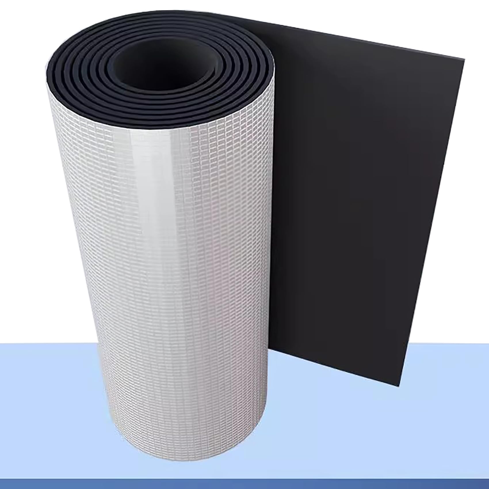 Rouleau Isolant NBR Auto-Adhésif | Feuille d'Aluminium Réfléchissante pour Contrôle Acoustique/Thermique Toit/Plancher Véhicules DIY - Réduction Bruit & Isolation(Size:10㎡=1 * 10m,Color:10mm)