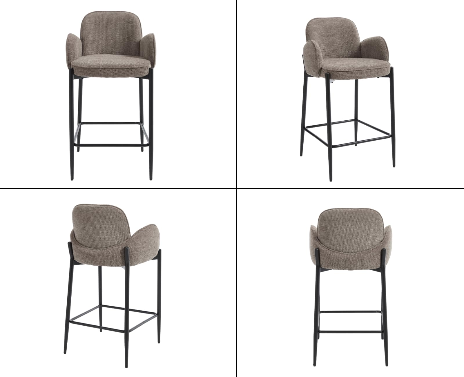 Ya-Home Juego de 2 Taburetes Altos de Cocina Patas Metal para Bar,Marrón
