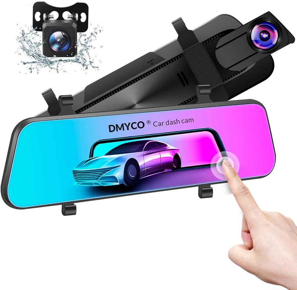 Mirror Dash Cam for Cars Front and Rear【GPS Included】, DMYCO 10" 2.5K Dual Lens Car Camera Rear View Mirror Camera with External GPS, Super Night Vision, Sony Sensor, Parking Assistance