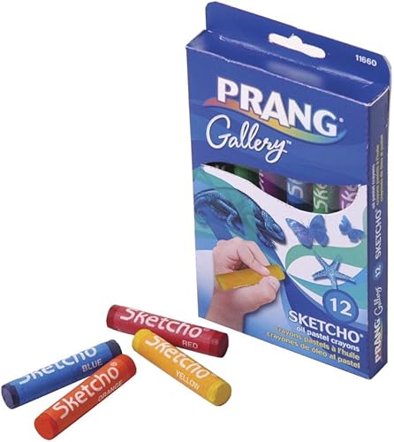 Prang Sketcho - Crayones al óleo, barras redondas, 2.5 x 0.5 pulgadas, juego de 12 colores (11660)