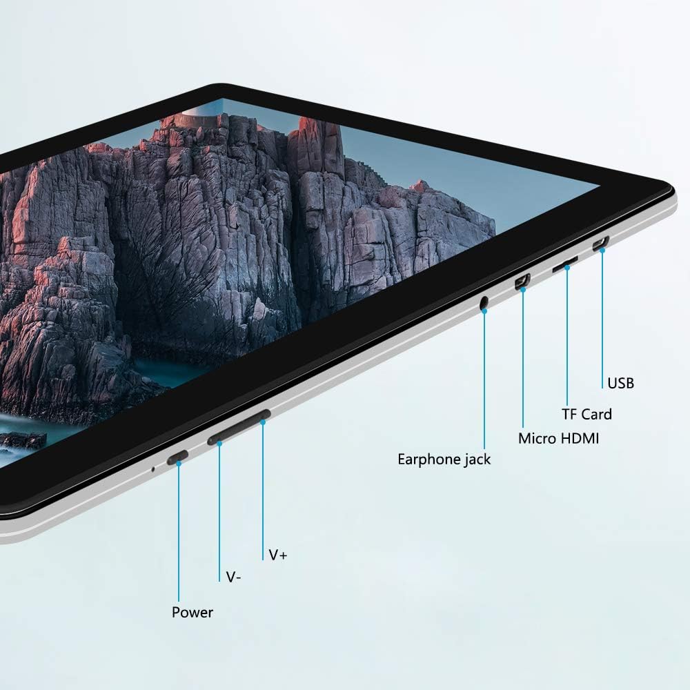 Diagram showing the ports and buttons on the iProda T1045A tablet, including Power, Volume Up, Volume Down, Earphone Jack, TF Card slot, Micro HDMI, and USB port.