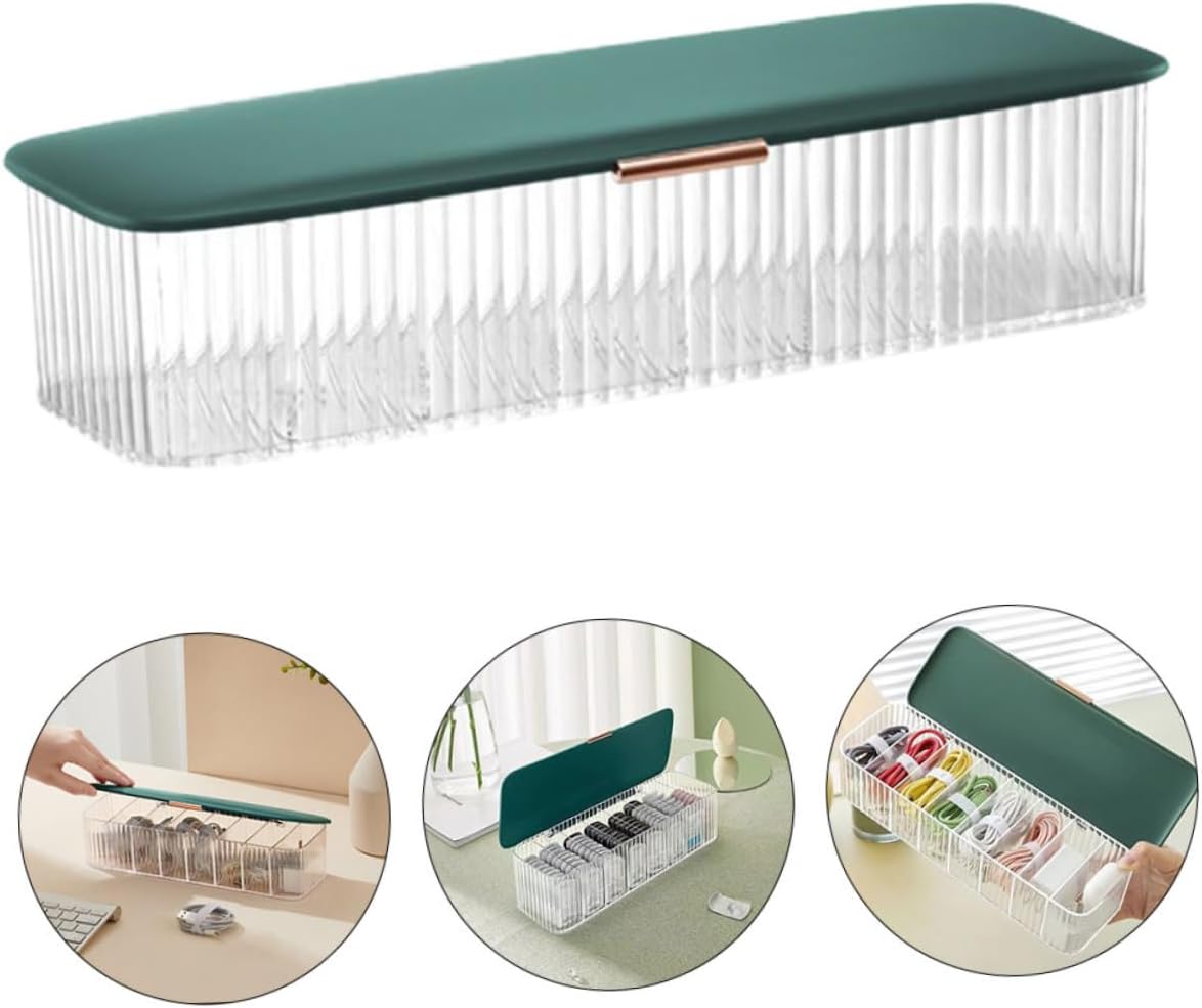 Lurrose 3pcs Desktop Cable Storage Box Multi-compartment Cord Organizer for Home Office and Travel Tidy up Your Power Cords Easy Sorting and Storage