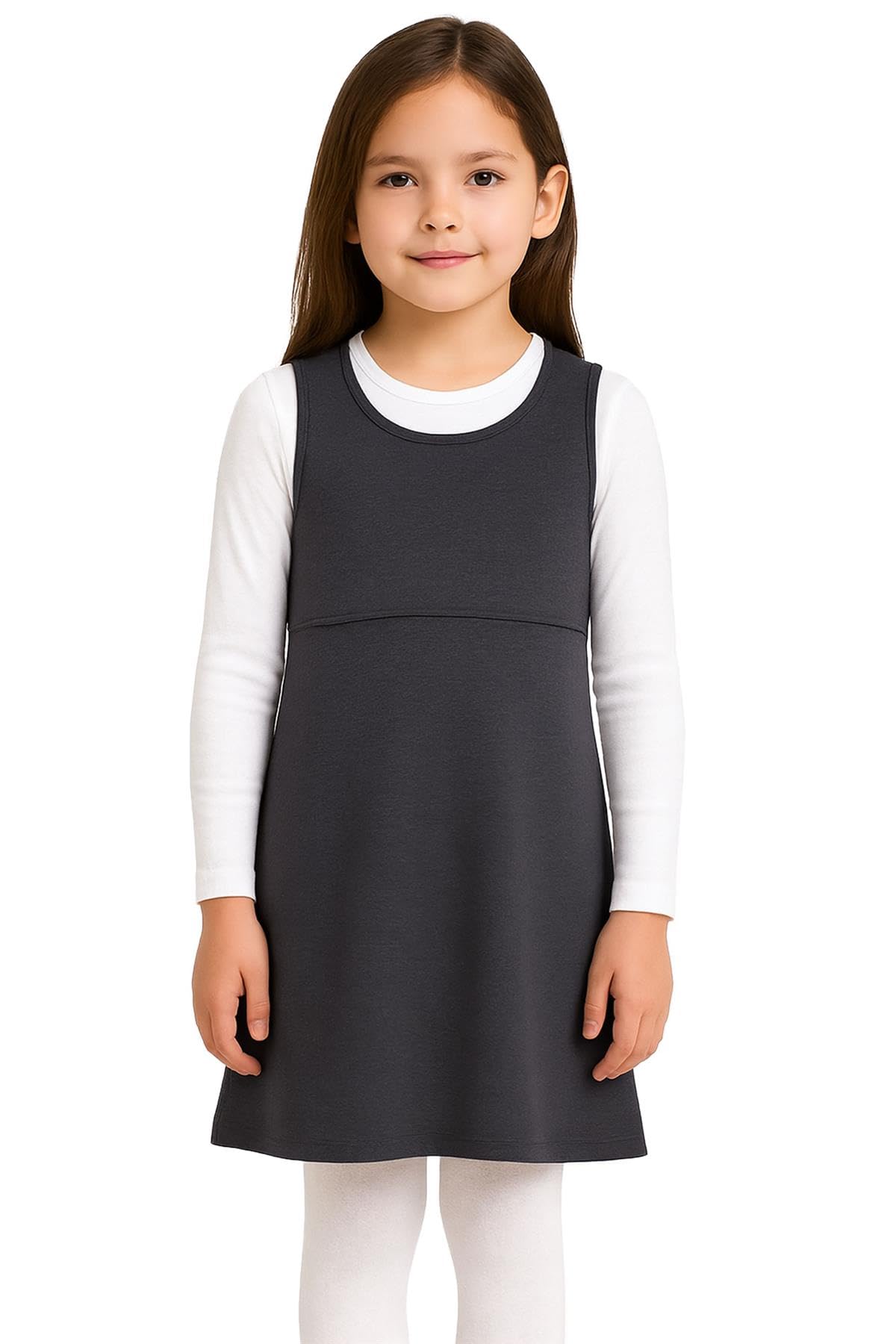 A2Z 4 Kids Girls Sleeveless Plain School Uniform Pinafore - UF Dress 862 Grey 11-12