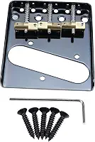 Ponte de guitarra fixa vintage com placa de base de aço de 3 selas compensada de latão 10,8 mm compatível com peças de reposição para guitarra elétrica estilo Telecaster Tele vintage, preta