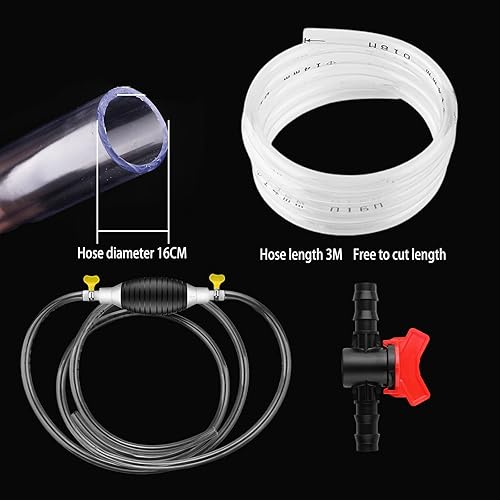 Miniatura 2 de Bomba manual de sifón manual adecuada para gasolina diésel pecera bomba de transferencia manual con 1 tubo de sifón de PVC duradero 98ft de largo