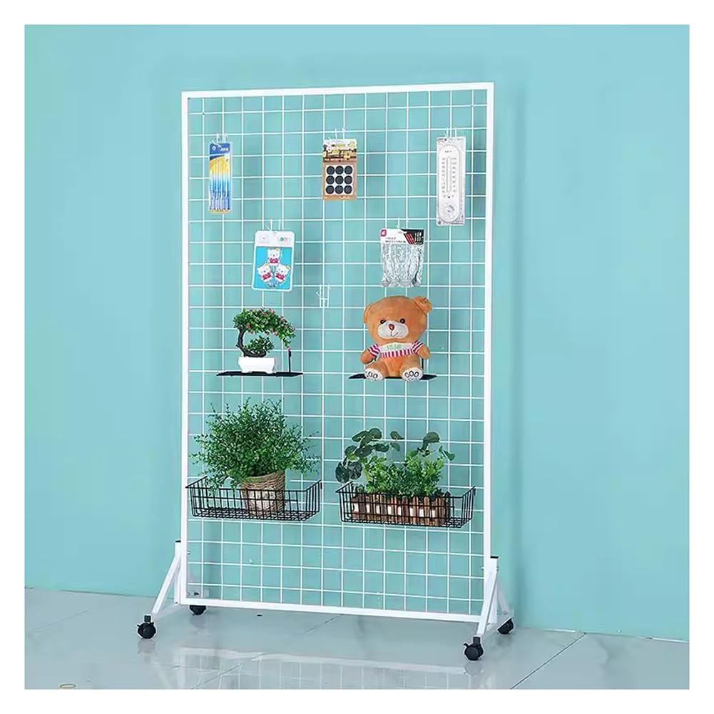 Panneaux muraux grillagés mobiles avec base en T et roulettes pour boutique