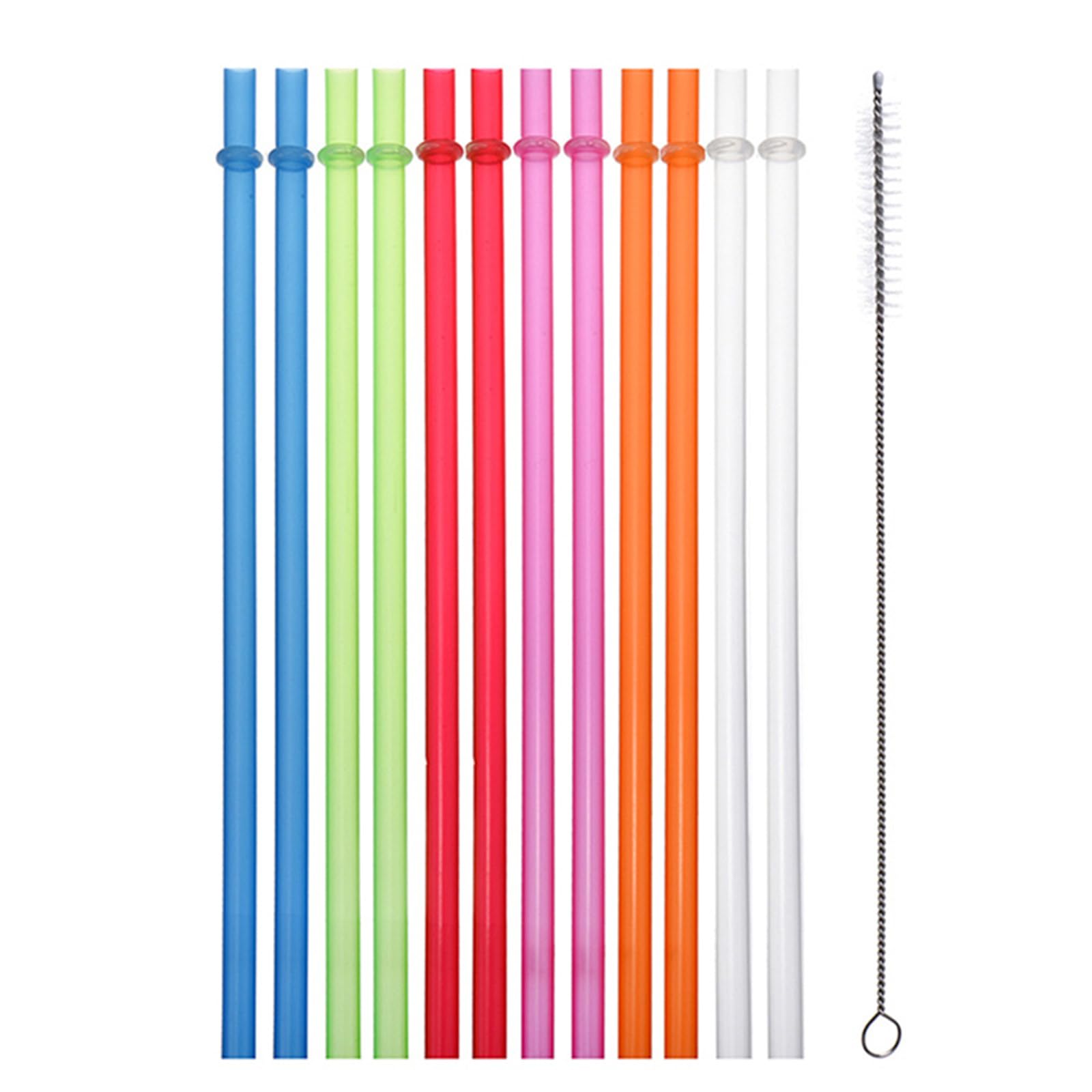 13 Inch Clear Reusable Plastic Replacement Drinking Straws Extra Long for 30oz 40oz 60oz Mason Jar Tumblers,Dishwasher Safe,Set of 12 Pcs Straws with Cleaning Brush (11inch