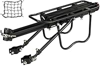 Dirza Rear Bike Cargo Rack: Quick Release Adjustable Alloy Carrier, 115 lbs Capacity, Easy Install for Most Bikes - Black