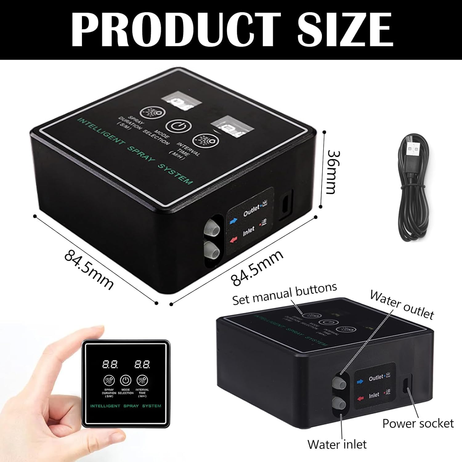 Inteligente Humidificador de Reptiles, Sistema de pulverización Reptile Fogger Humidificador con temporizador automático Boquillas de nebulización ajustables en 360 grados para terrarios