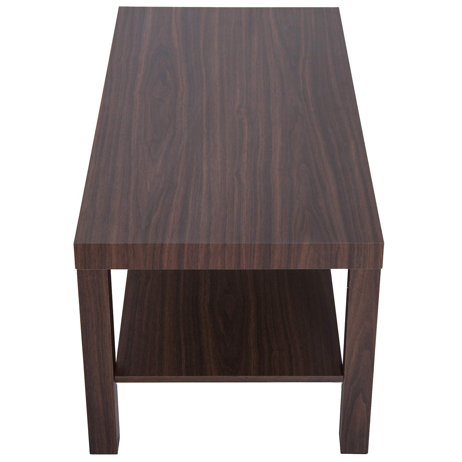 HOMCOM Mesa de Centro, Mesa de Café para Salón con Estante Abierto, Tablero Grueso, para Sala de Estar, Comedor, Oficina, 90x45x44,5 cm, Nogal