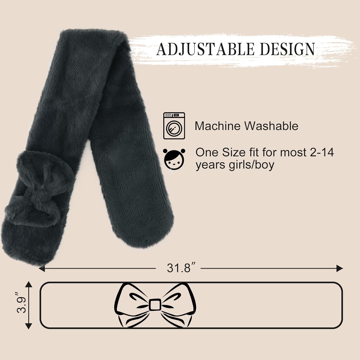 Girls Scarf Fuzzy Fleece Kids Scarves Winter Warm Scarf Toddler Adjustable Soft Neck Warmer - Image 4