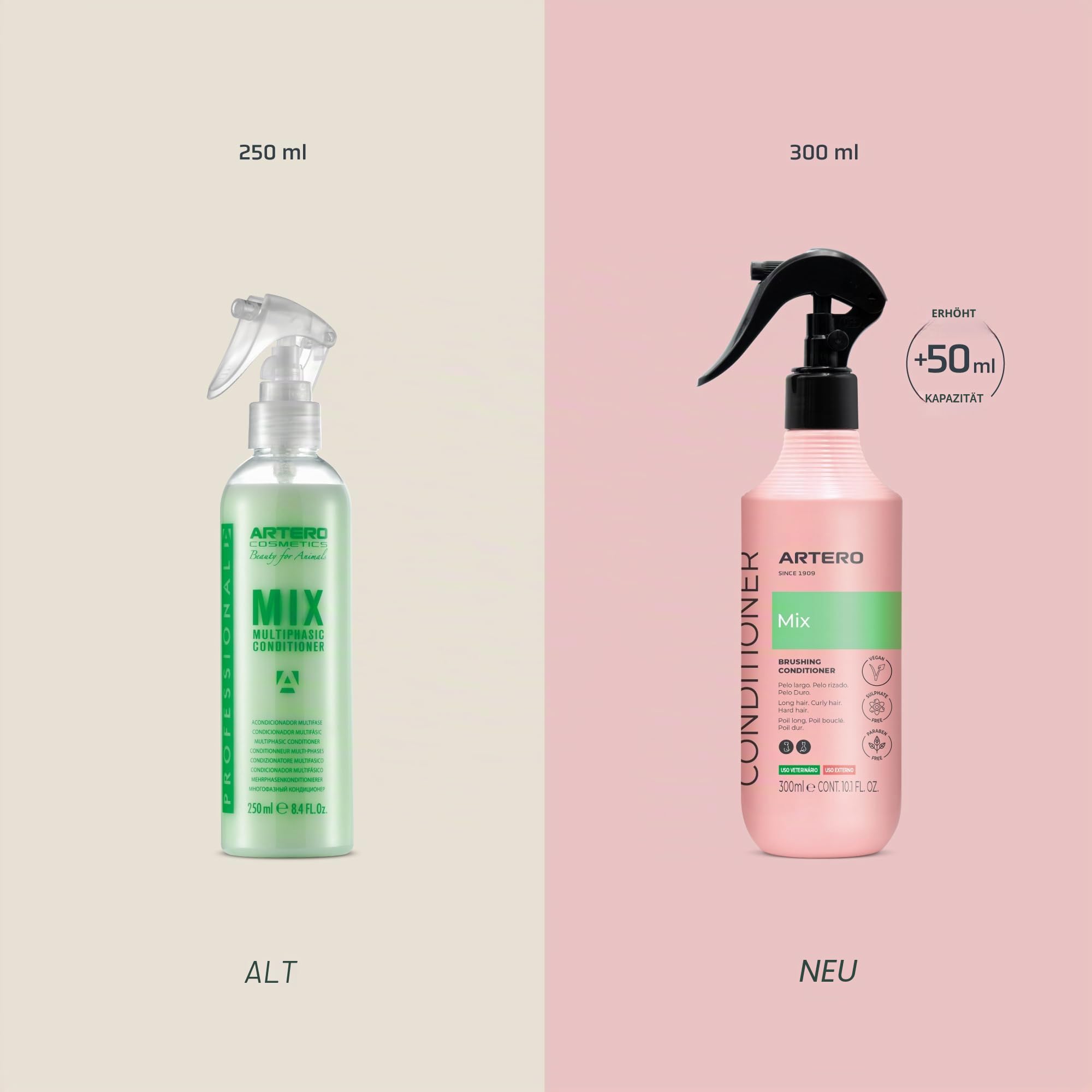 Artero Mix Conditioner Leave-in für Hunde und Katzen – Entwirrt, spendet Feuchtigkeit und verleiht Glanz – Ohne Ausspülen – Anti-Statik Spray für trockenes oder verfilztes Fell – 300 ml