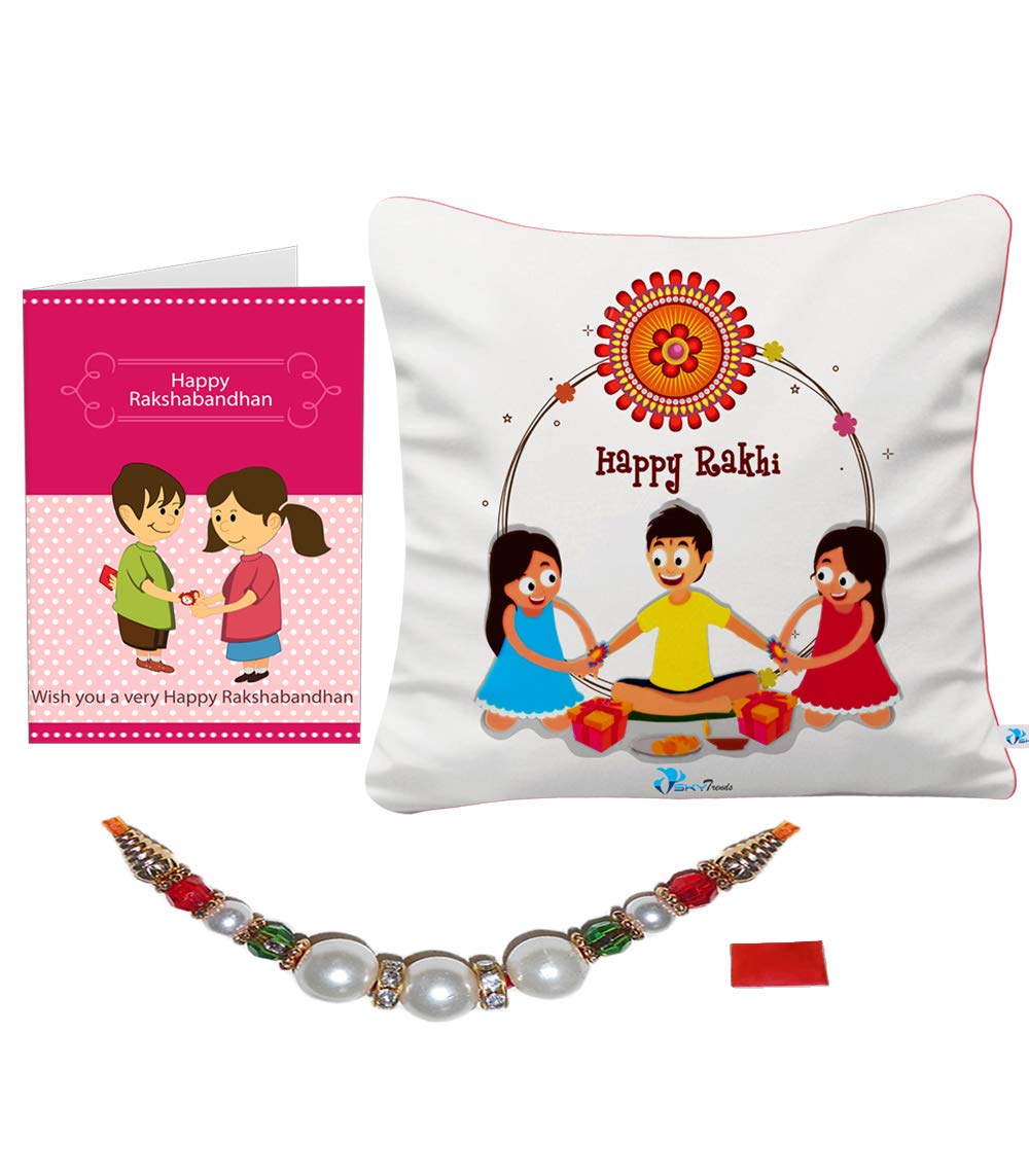 Sky Trends Gift for Rakhi | Rakshabandhan | Birthday for Sister and Brother | Rakhi Gift for Brother | Gift for Sister | Rakhi Gift | Rakhi Gift Ideas | Printed Cushion with Filler-100