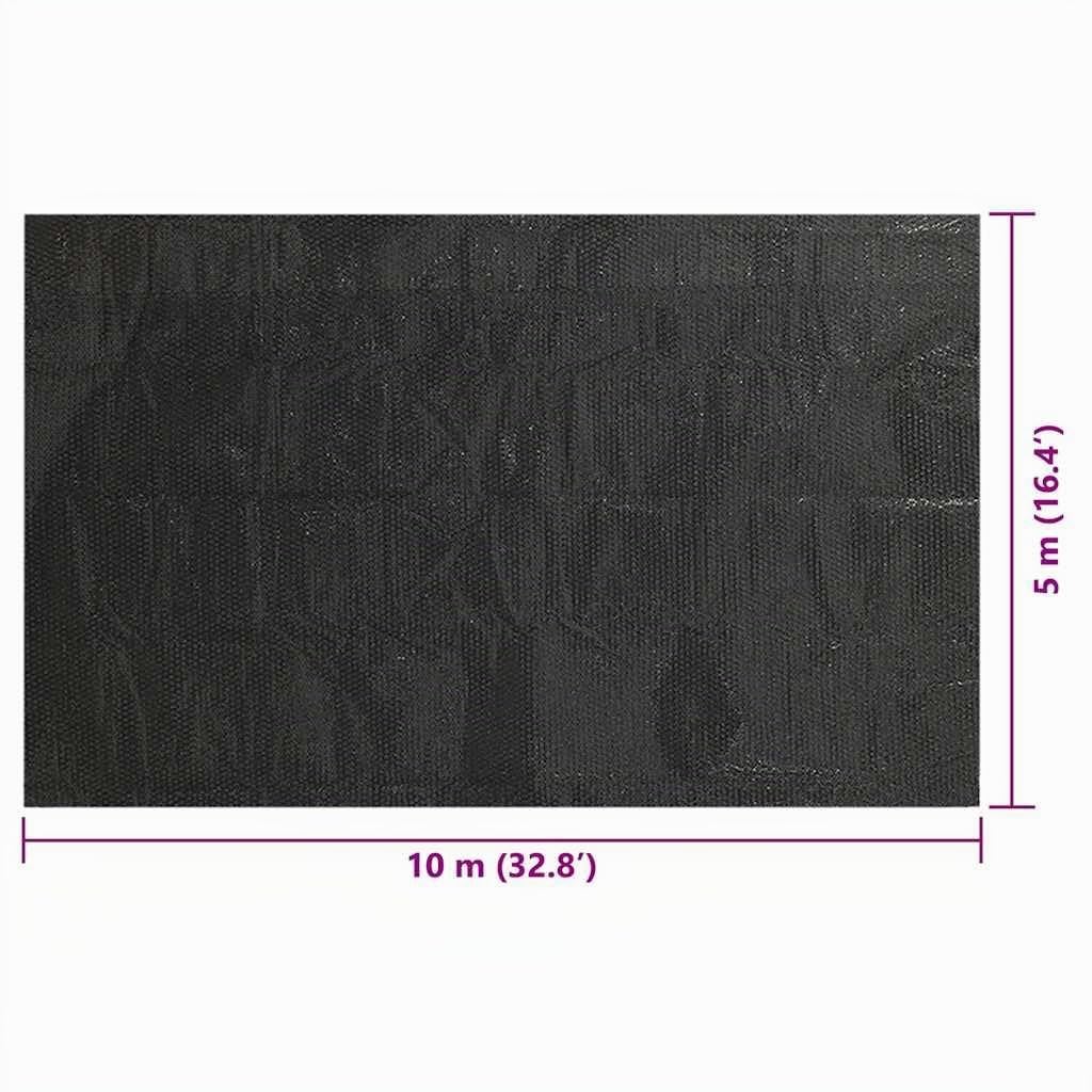 vidaXL Pellicola Solare Galleggiante Piscina Rettangolare 10x5 m Nera