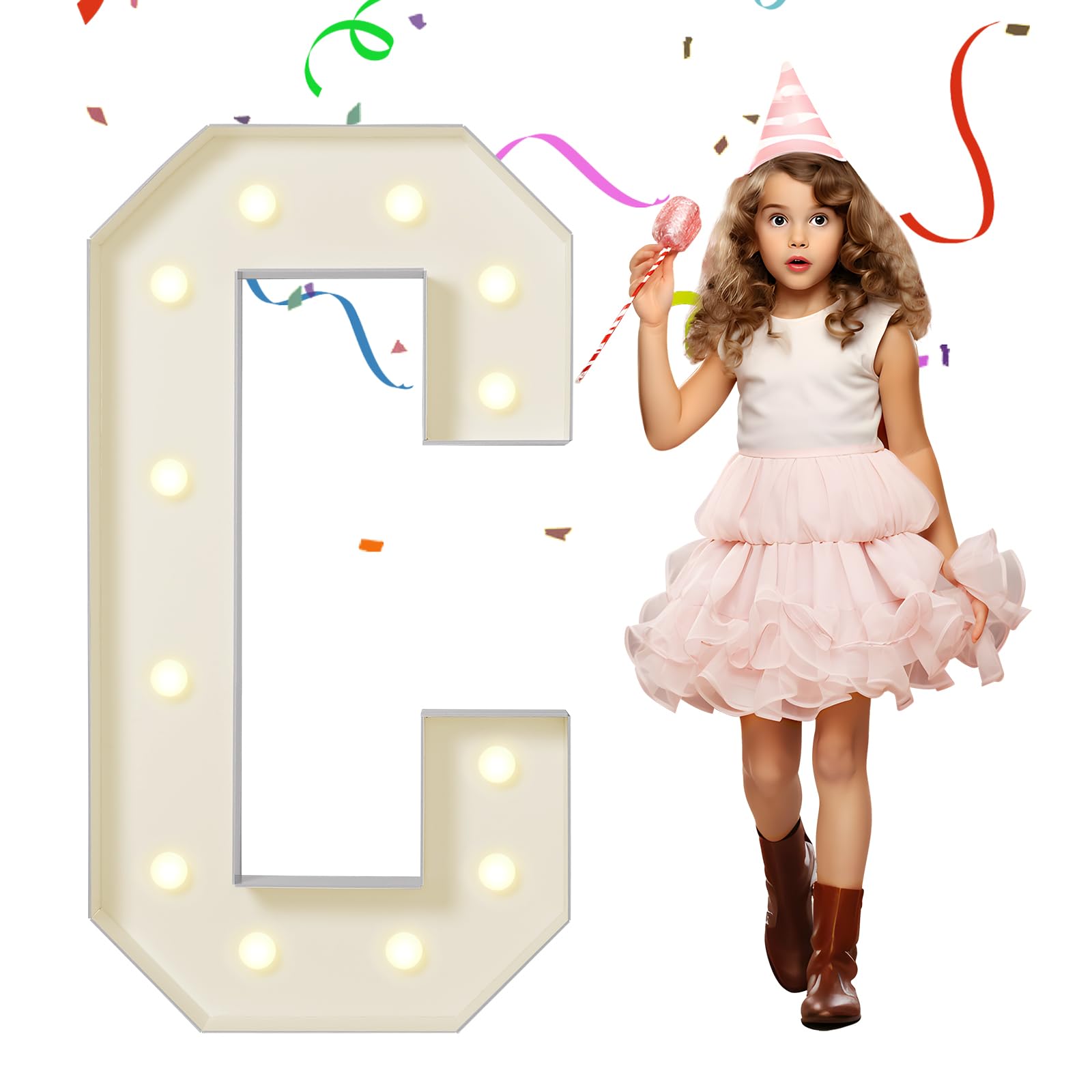 eufony Marquee Letters 4 Feet Tall, 4 FT Marquee Light Up Letters, Giant Light Up Letters 4FT for Birthday Party Baby Shower Gender Reveal Graduation Decorations, Letter C with LED Lights DIY Kit