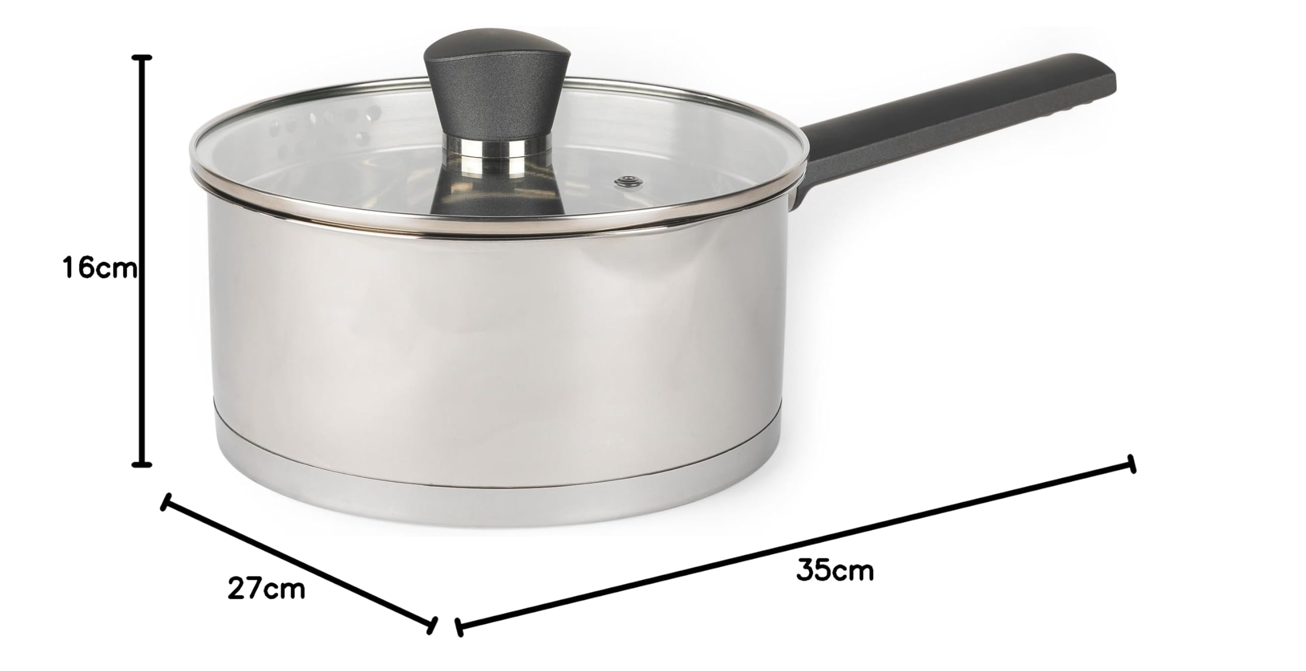 Russell Hobbs RH01164EU Excellence Cazo Con Tapa - 20 cm, Hecho De Acero Inoxidable Y Acabado Con Pulido Espejo, Apto Para Placas De Inducción Y Lavavajillas, Tapa De Vidrio, Libre De PFOA
