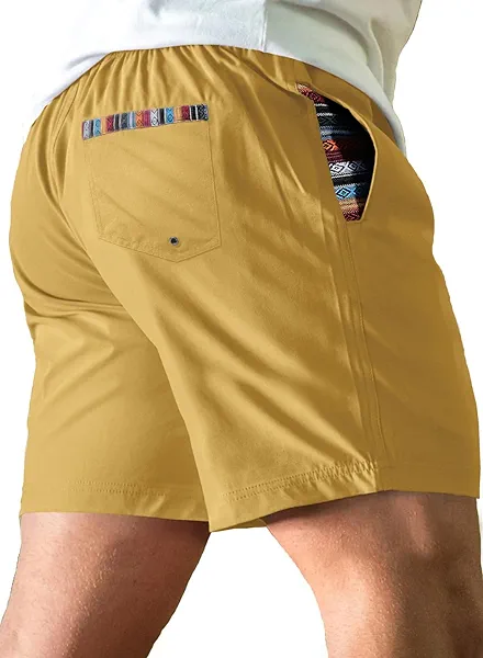 Comdecevis Men's Athletic Shorts 6" Quick-Dry 4-Way Stretch Color Block Elastic Waist Summer Beach Swimming Shorts