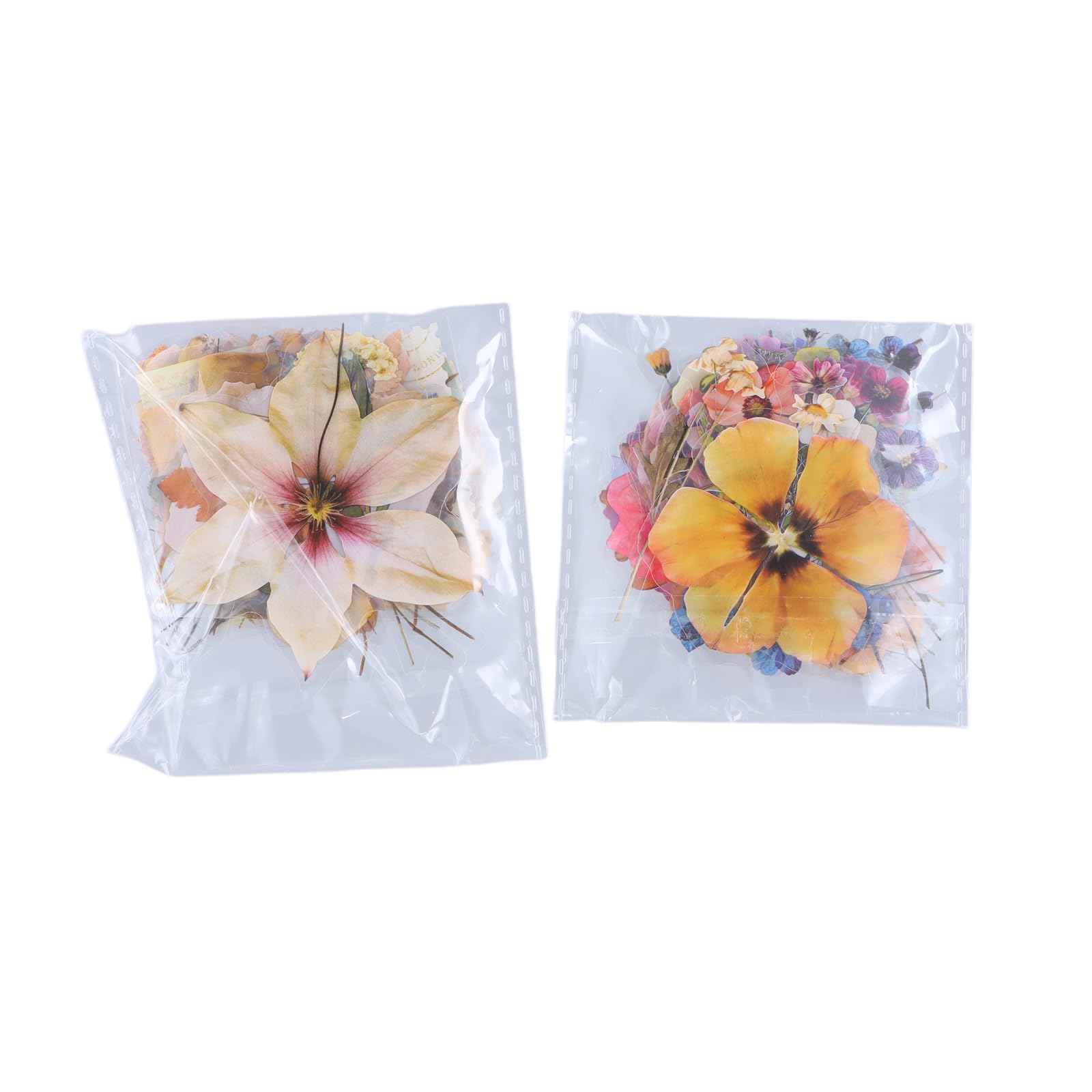 FooYee 150 Pcs Floral Stickers, Self-Adhesive Waterproof Flower Stickers, Supplies Decorative Floral Transparent Scrapbooking, Natural Flowers Aesthetic Scrapbook for Album Water Bottle DIY Crafts
