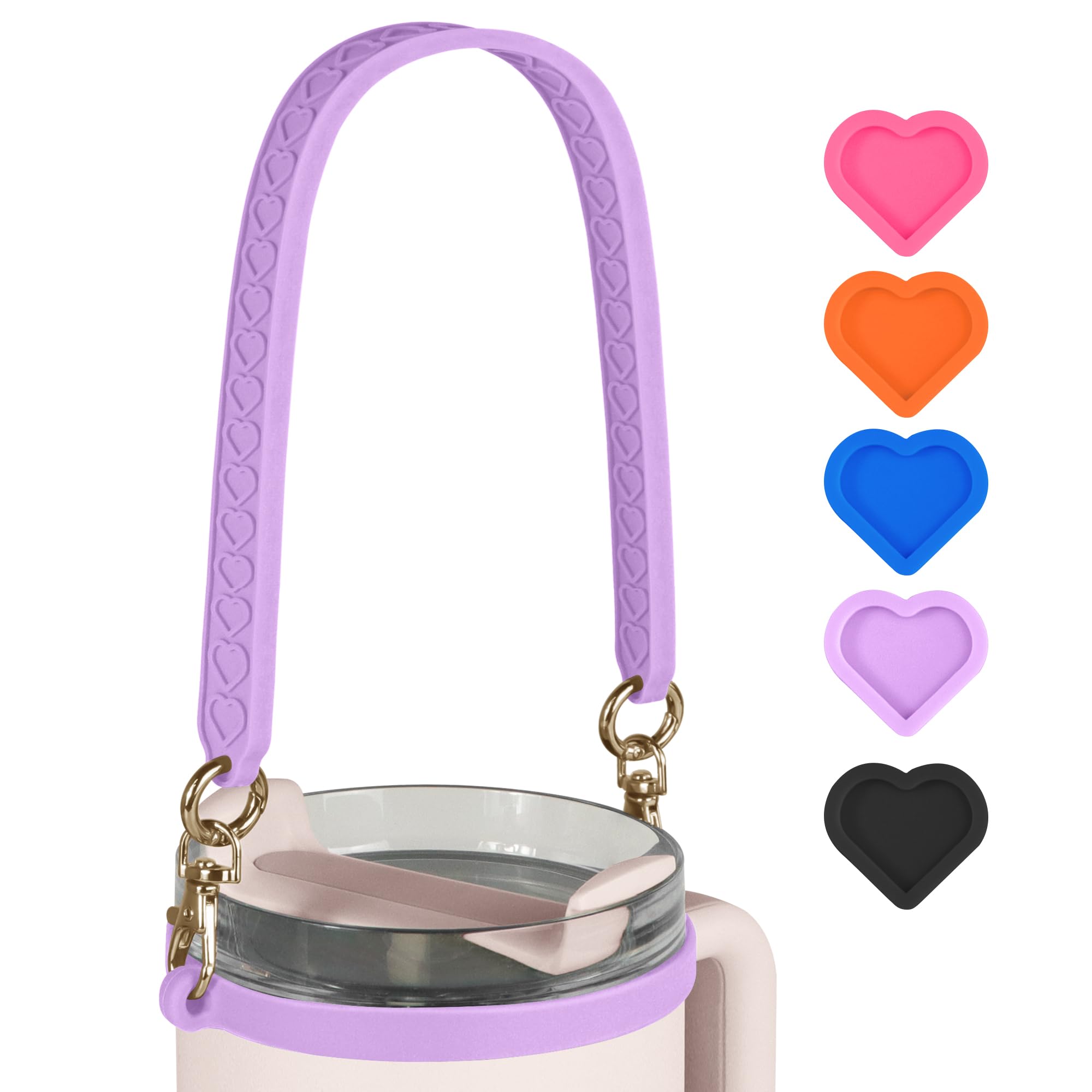 VIKIZUES Water Bottle Handle for Stanley - Soft Silicone Holder, Sling, Carrier With Strap - Fits Most 8-40oz Bottles - Compatible With Stanley Cup