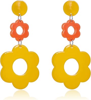 70s Earrings for Women Retro Earrings Acrylic White Earrings for Women Dangle Disco Earrings 70s Jewelry Groovy Earrings 70s Accessories